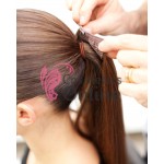 Extensie de par coada dreapta cu clema si arici 60 cm cod SI66F8613 Brunet cu Blond Deschis